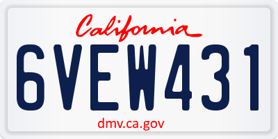 CA license plate 6VEW431
