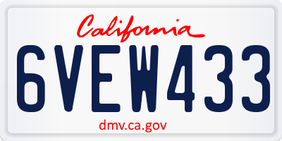 CA license plate 6VEW433