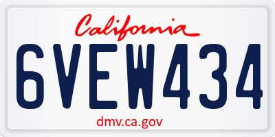 CA license plate 6VEW434
