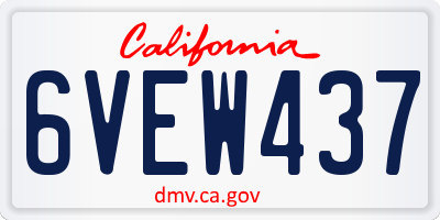 CA license plate 6VEW437