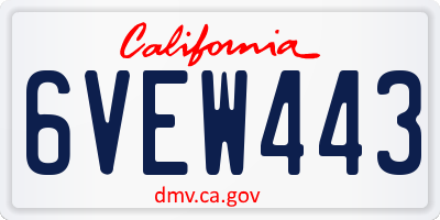 CA license plate 6VEW443