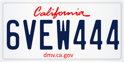 CA license plate 6VEW444