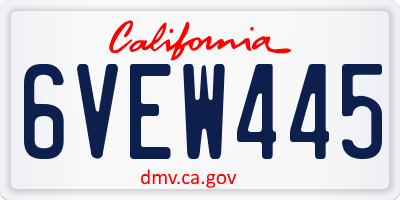 CA license plate 6VEW445