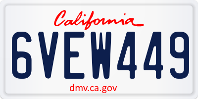 CA license plate 6VEW449