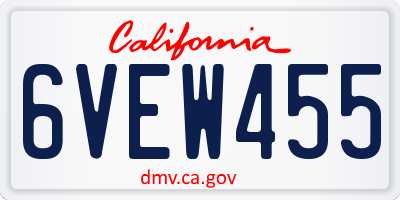CA license plate 6VEW455