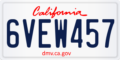 CA license plate 6VEW457