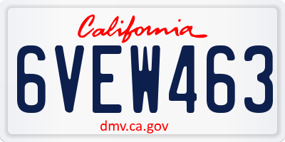 CA license plate 6VEW463