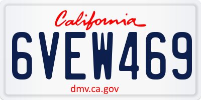 CA license plate 6VEW469