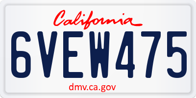 CA license plate 6VEW475