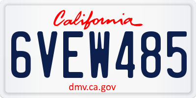 CA license plate 6VEW485
