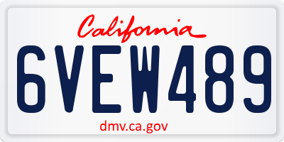 CA license plate 6VEW489