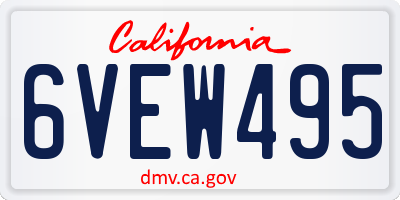 CA license plate 6VEW495