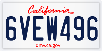 CA license plate 6VEW496