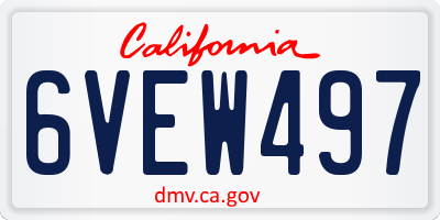 CA license plate 6VEW497