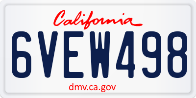 CA license plate 6VEW498
