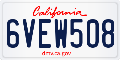 CA license plate 6VEW508