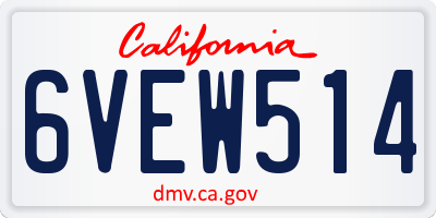 CA license plate 6VEW514