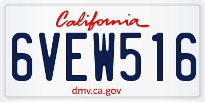 CA license plate 6VEW516