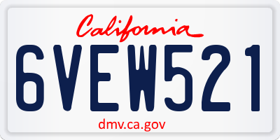 CA license plate 6VEW521