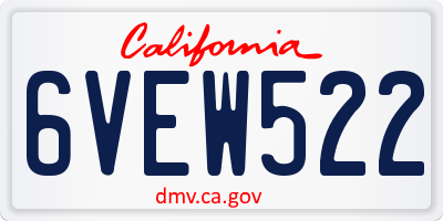 CA license plate 6VEW522