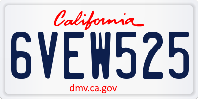 CA license plate 6VEW525