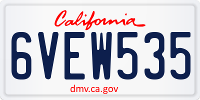CA license plate 6VEW535