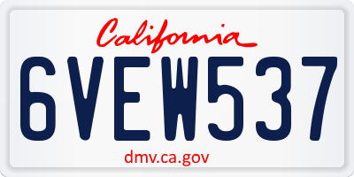 CA license plate 6VEW537