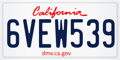CA license plate 6VEW539