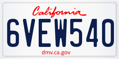 CA license plate 6VEW540