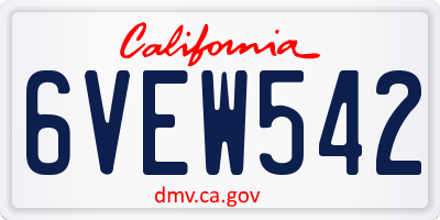 CA license plate 6VEW542
