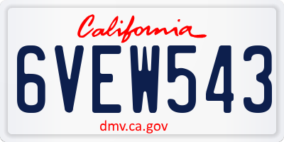 CA license plate 6VEW543