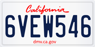 CA license plate 6VEW546