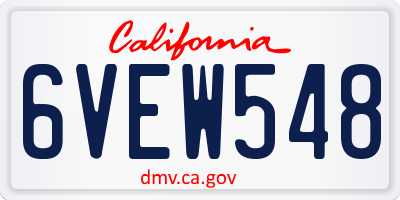 CA license plate 6VEW548
