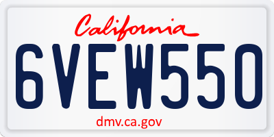 CA license plate 6VEW550