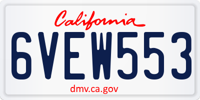 CA license plate 6VEW553