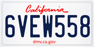 CA license plate 6VEW558