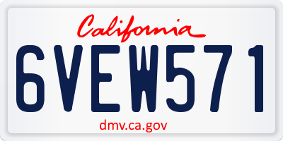 CA license plate 6VEW571