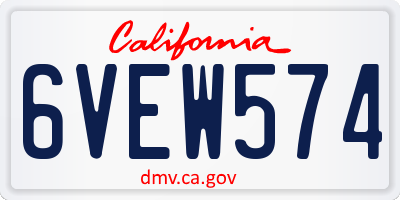 CA license plate 6VEW574