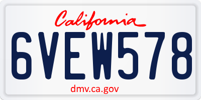 CA license plate 6VEW578