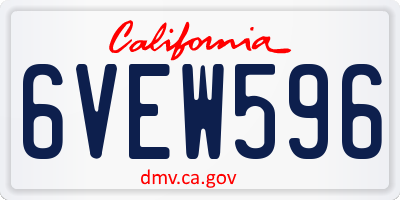 CA license plate 6VEW596