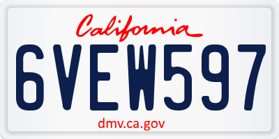 CA license plate 6VEW597