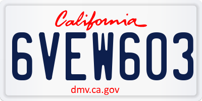 CA license plate 6VEW603