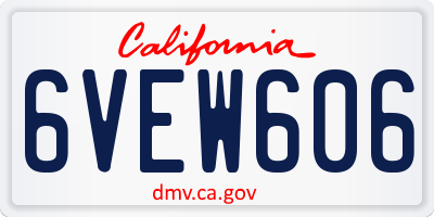 CA license plate 6VEW606