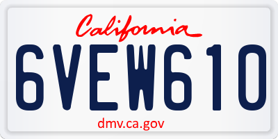 CA license plate 6VEW610