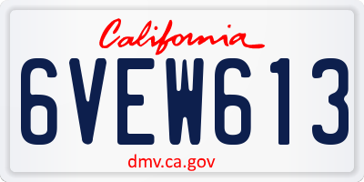 CA license plate 6VEW613