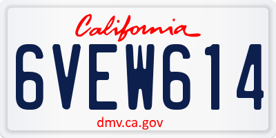 CA license plate 6VEW614