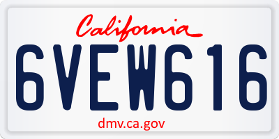 CA license plate 6VEW616