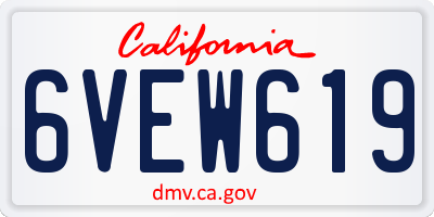 CA license plate 6VEW619