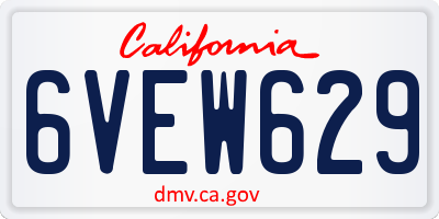 CA license plate 6VEW629