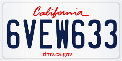 CA license plate 6VEW633